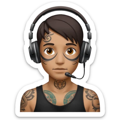 headphone and tattoes on face sticker