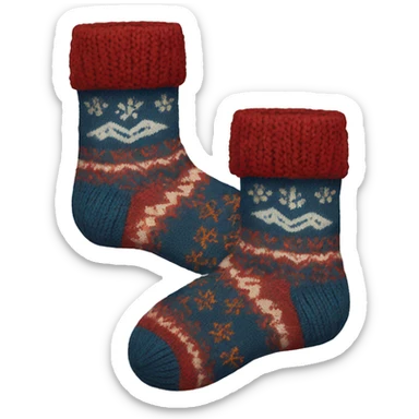 Cozy knitted winter pair of socks  sticker