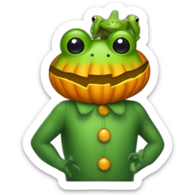 Halloween costume frog with pumpkin patch sticker