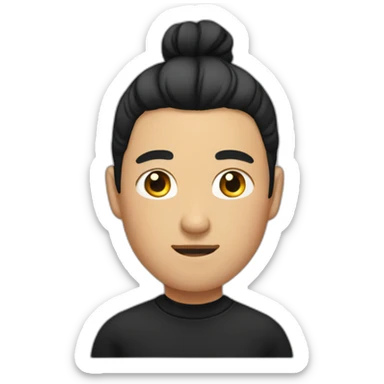 asian male wearing black hoodie with man bun sticker