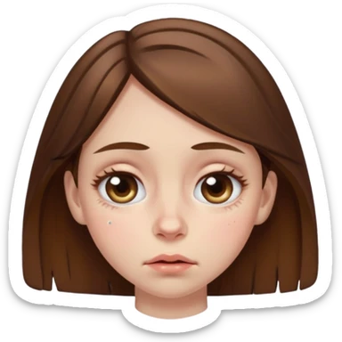 brown haired girl puffy swollen eyes sticker