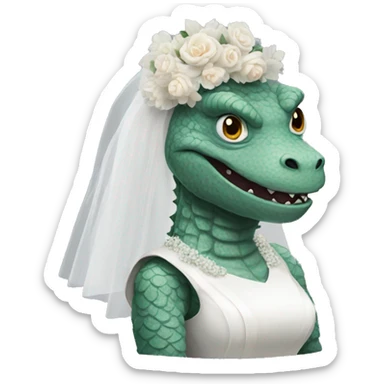 Godzilla dressed as a bride sticker