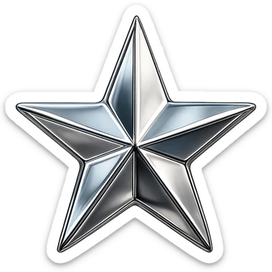 tiny star with a mirror finish, glamorous and stylish, no background sticker