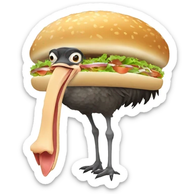 Ostrich eating a sub sticker