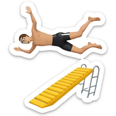 A diver mid-air after jumping off a diving pool,  Below him, a pool labeled "Confidence". A subtle 5-4-3-2-1 on the diving board shows they took the leap despite fear. sticker