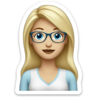 Woman blond hair blue eyes glasses sticker