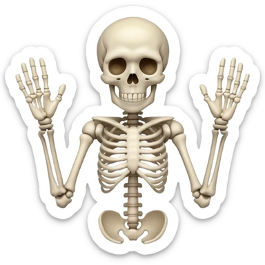 4-armed skeleton gesturing with all hands sticker