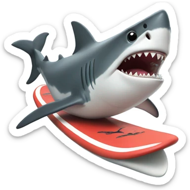 Shark with top hat surfing sticker