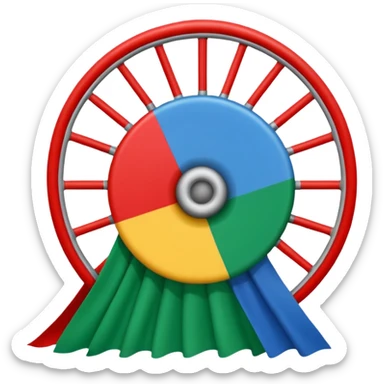 Un emoji drapeau avec la moitié de bleu et l’autre de vert avec une roue de roulotte rouge au centre assez grande sticker
