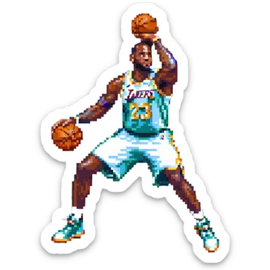LeBron James shooting a basketball sticker
