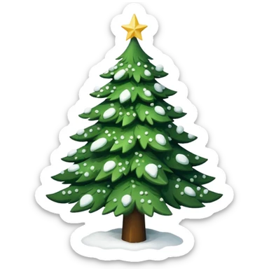 Christmas tree with white lights in nature and snow on top sticker