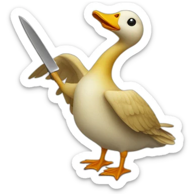 yellow goose with a knife sticker