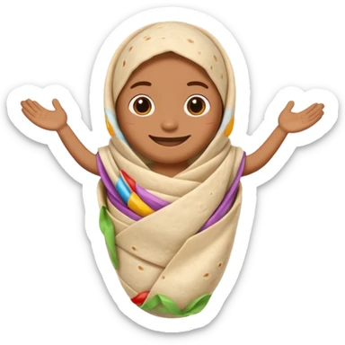 A burrito with arms and legs sticker
