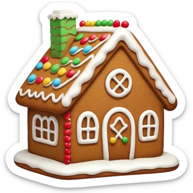 gingerbread house cookie with white icing sticker