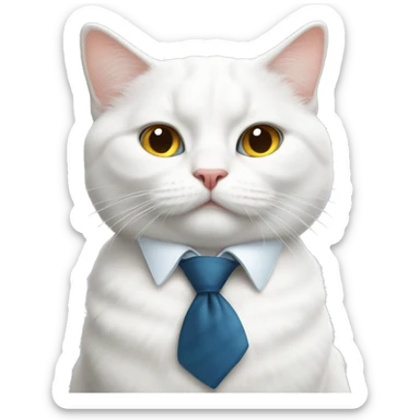 White cat with Bo-tie sticker
