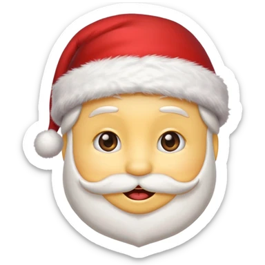 cute emoji face wearing a Santa hat, with a happy soft expression. Replace the festive Christmas elements: a Christmas tree, stocking, snowflake, and other holiday icons. sticker