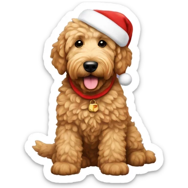 Golden doodle with Santa hat sticker