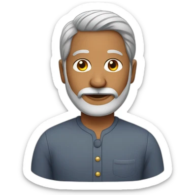 Indian man in his 50s with a grey beard sticker