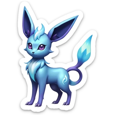 Shiny Exotic Badass Ethereal Royal Mysterious Gothic Noibat-Glaceon-Espeon-Umbreon-Sylveon-Pokémon-Fakémon-hybrid-creature (full body) with horns sticker