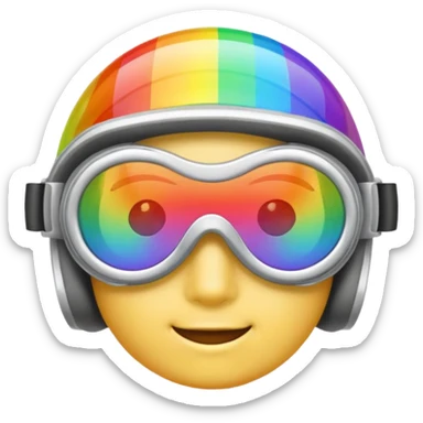 silver simulation rainbow visor goggles sticker