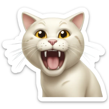 Cream cat hissing  sticker