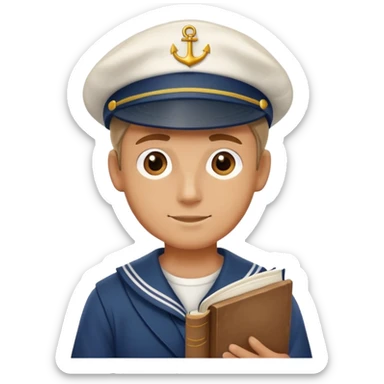 a sailor with a book in his hand sticker