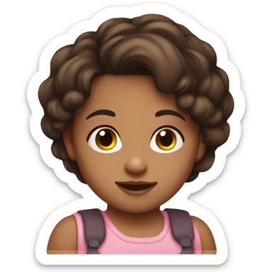 Brunette girl holding girl toddler sticker