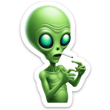 Alien smoking weed sticker