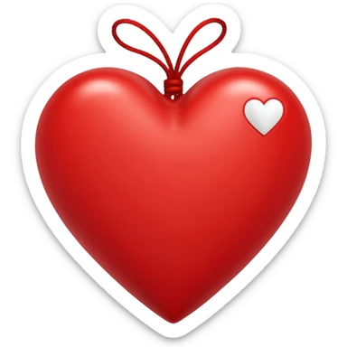 Red heart with white silk strings wrapped around it sticker