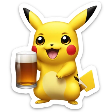 pikachu qui bois une biere sticker