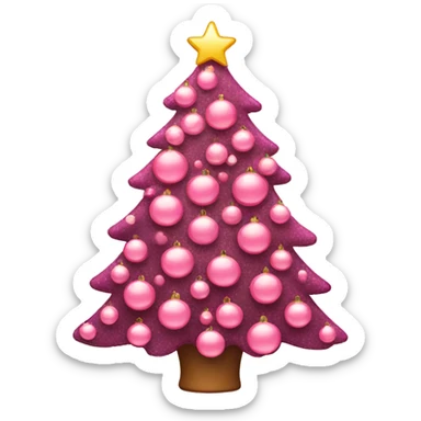 A pink Christmas tree decorated  sticker