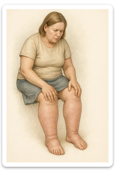 Donna con gonfiore sulle gambe sticker