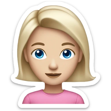 a white dark blond haired girl with blue eyes wearing pink clothes holding an iphone  sticker