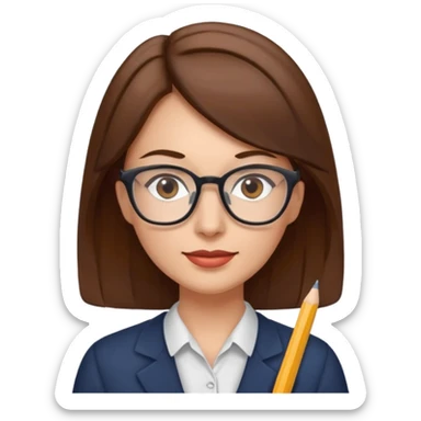 woman teacher with medium brown hair sticker