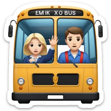 A man throwing one woman into a bus  sticker