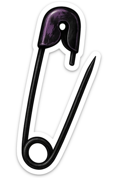 emo safety pin, black and purple, no background sticker