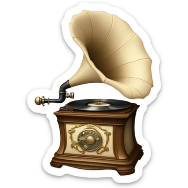 Pale beige rococo phonograph sticker