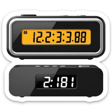 rectangular digital alarm clock sticker