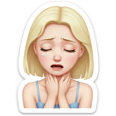 Girl hold her neck crying sticker