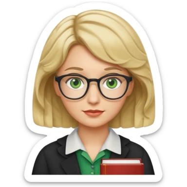 librarian teacher with short wavy blonde hair and green eyes sticker