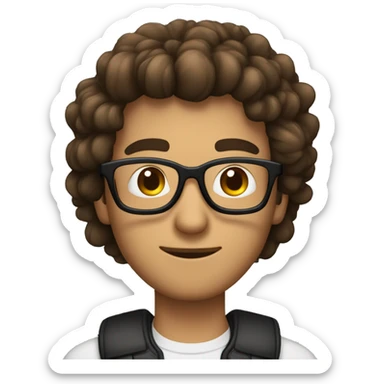 Hombre de 26 años con gafas y con cabello negro y ojos color cafe con un gesto de pensativo sticker