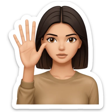 kendall jenner sagt stop und zeig mit einer handinnefläche stop ihre finger liegen aneinander sticker