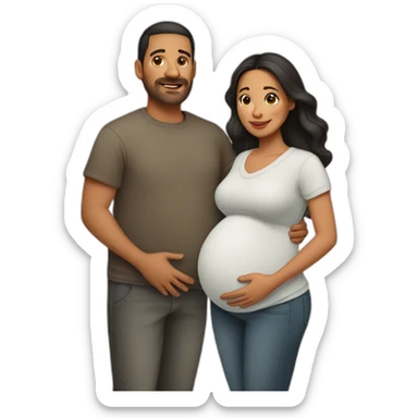 Latin pregnant wife and husband without facial hair sticker