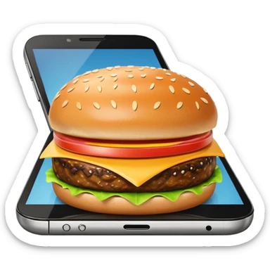 a phone that has a picture of a hamburguer in the frames of the phone not outside sticker