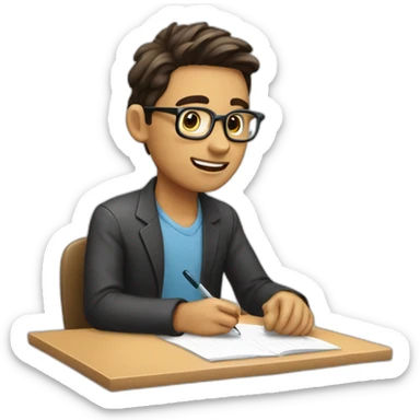 Un chico joven escribiendo ideas sticker