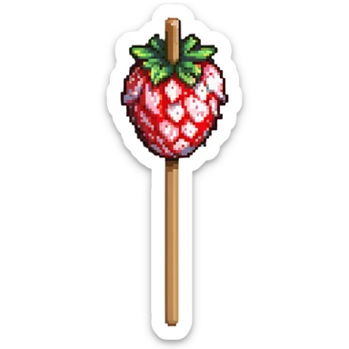 strawberry tanghulu on a wooden stick with shiny sugar coating sticker