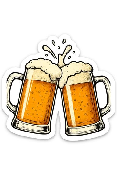 2 drink che fanno brindisi di birre senza mani sticker