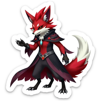 Shiny Exotic Gothic Badass Delphox-Zoroark-Zangoose-hybrid-creature sticker