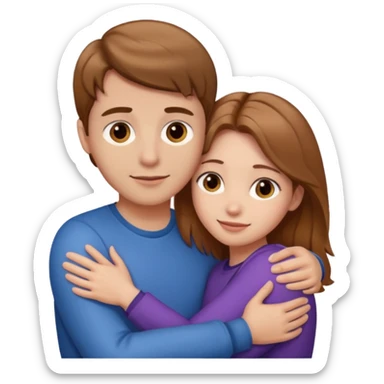 Woman light brown hair hugging her boyfriend  sticker