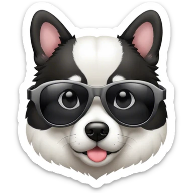 Black and white dog with sunglasses  sticker